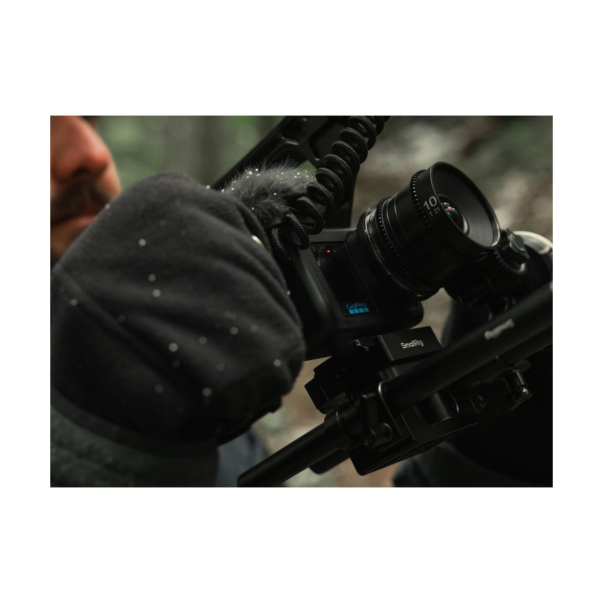 GoPro Mission 1 Pro ILS Camera — camera rig with cine lens on a tripod in use view