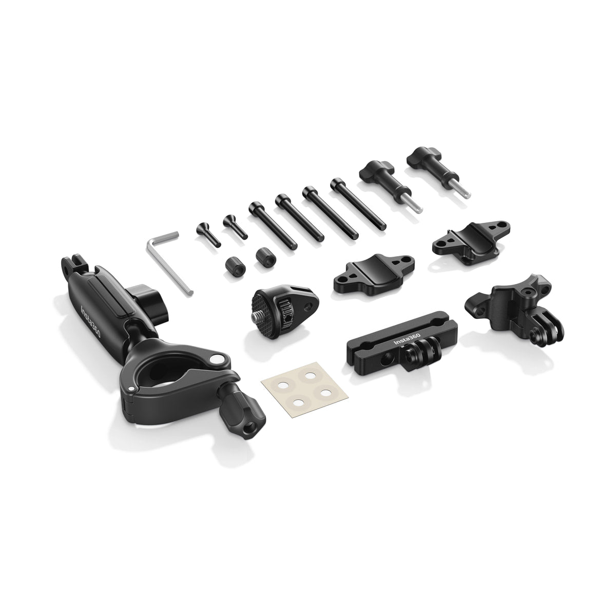 Insta360 Bike Tail Mount Kit — kit components arranged on white background view