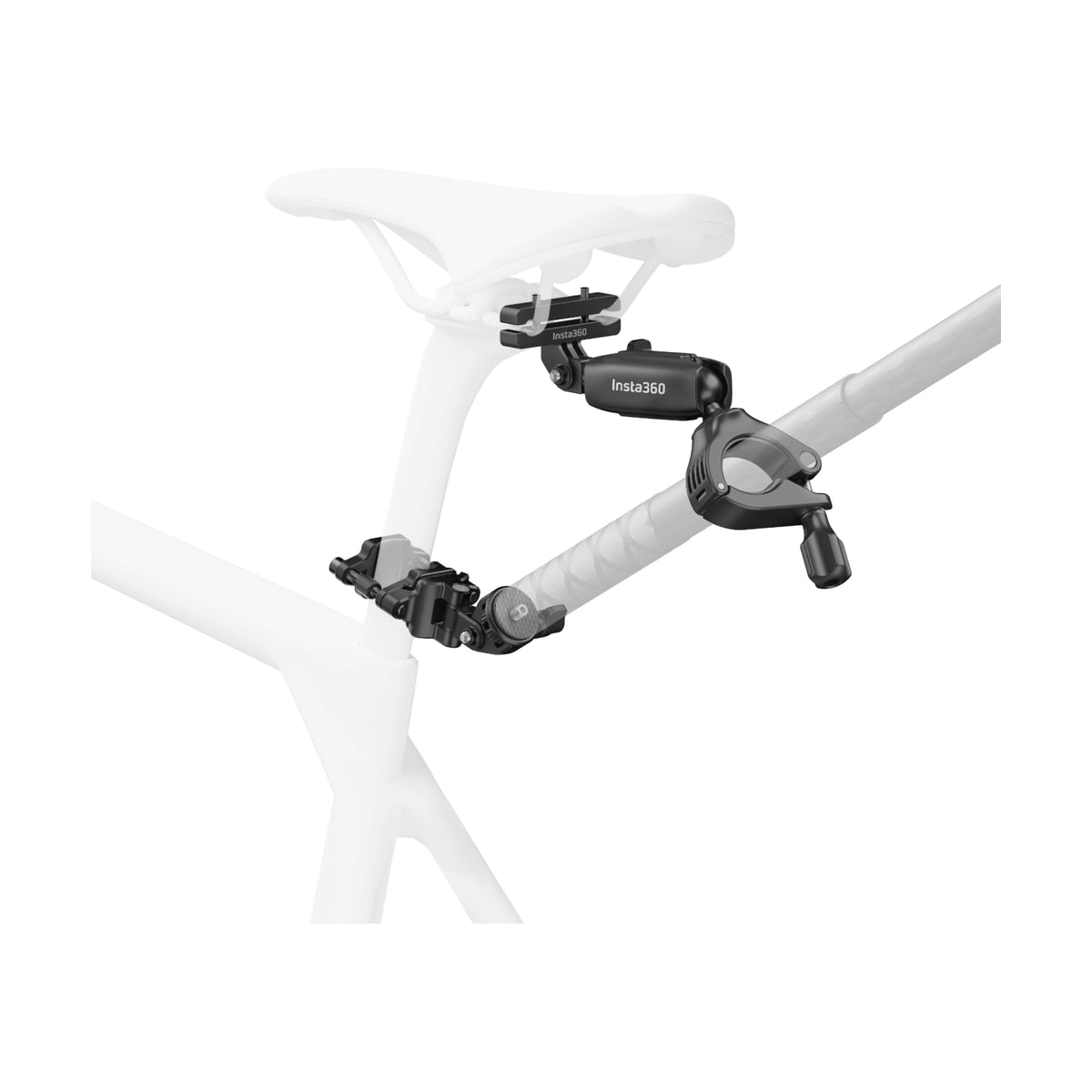 Insta360 Bike Tail Mount Kit — tail mount installed beneath bicycle saddle view