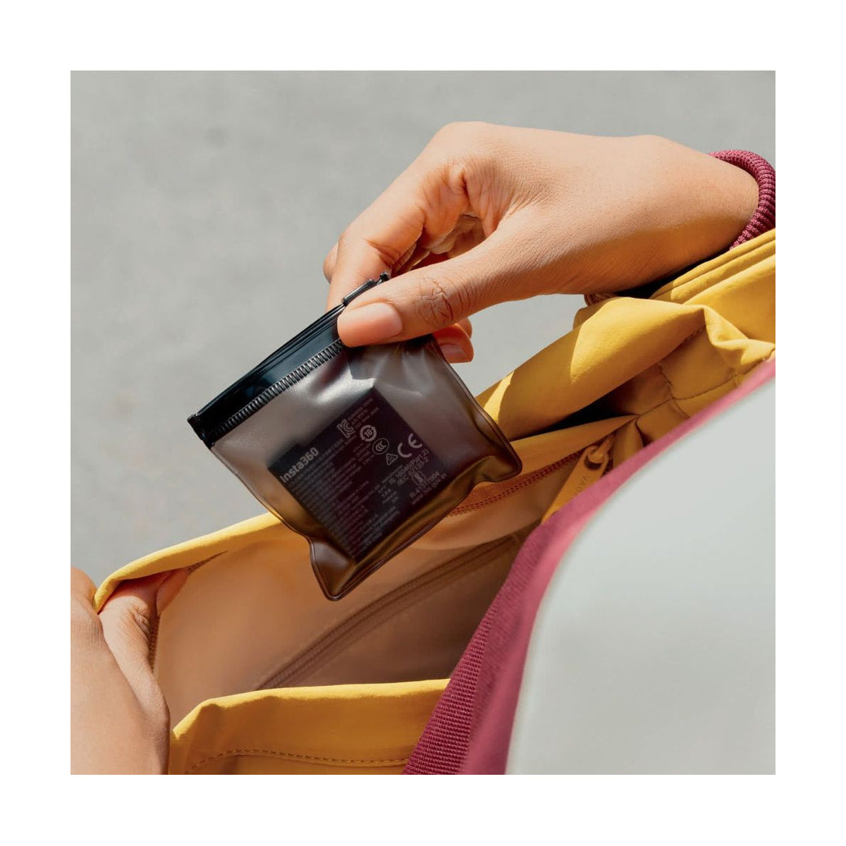 Insta360 Xtreme Battery for X6 Camera — battery in protective pouch view