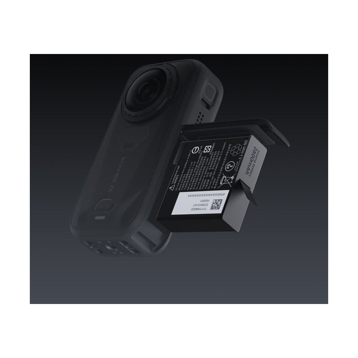 Insta360 Xtreme Battery for X6 Camera — battery installed in x6 camera view