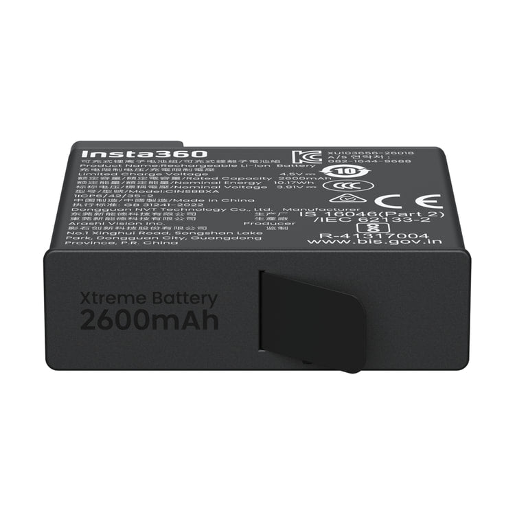 Insta360 Xtreme Battery for X6 Camera — labeled top three quarter view view