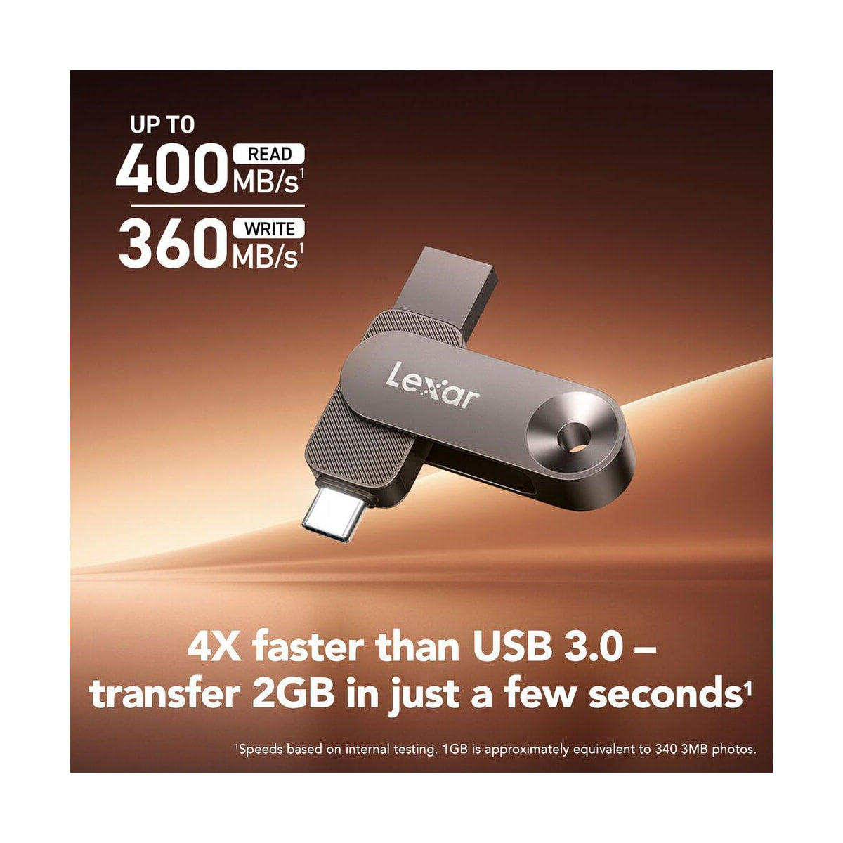 Lexar 256GB JumpDrive Dual Drive D500 USB 3.2 Gen 1 Flash Drive — view 3 view