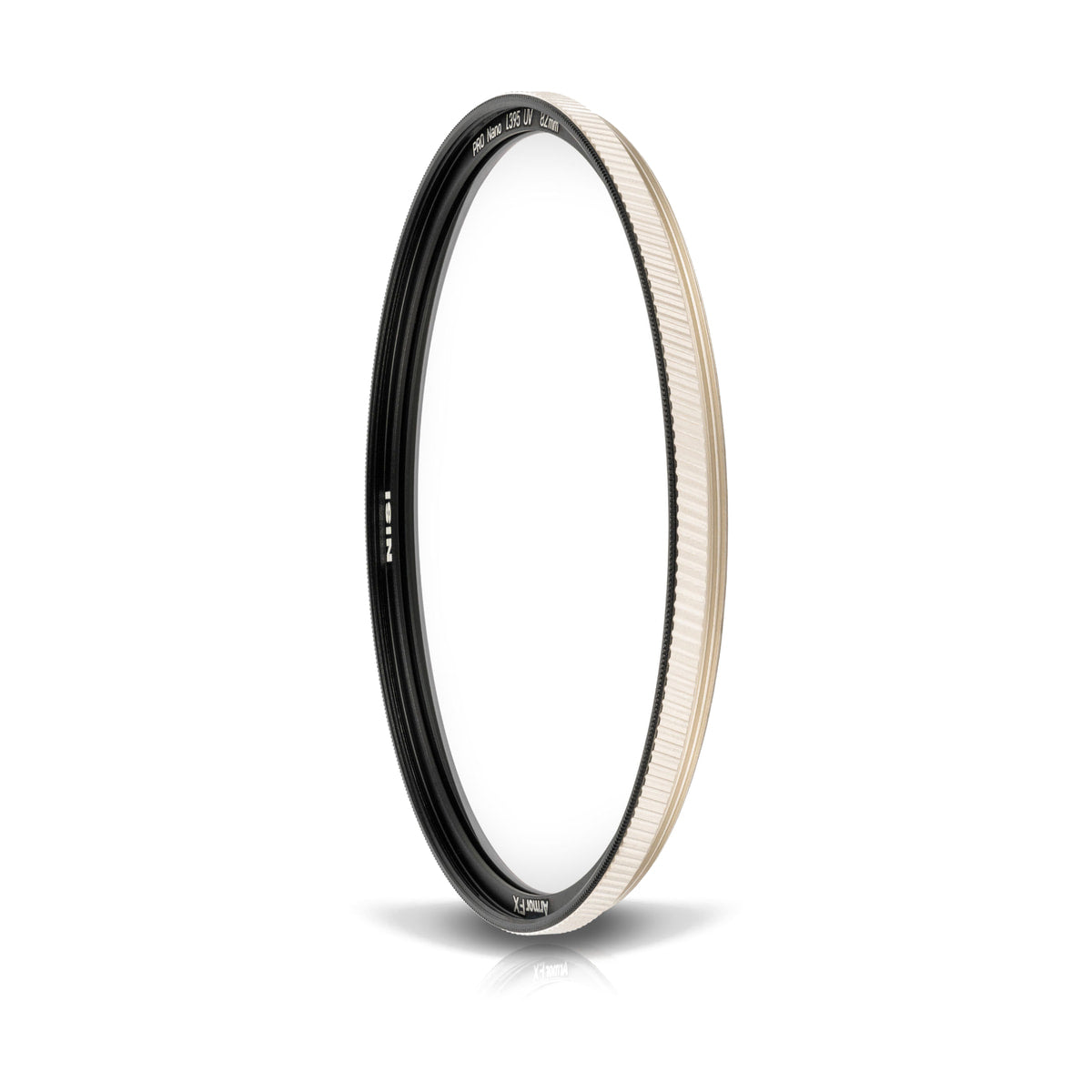 NiSi 52mm Armor X Shield PRO Nano UV Filter (Pro Edition) — angled filter view on white view