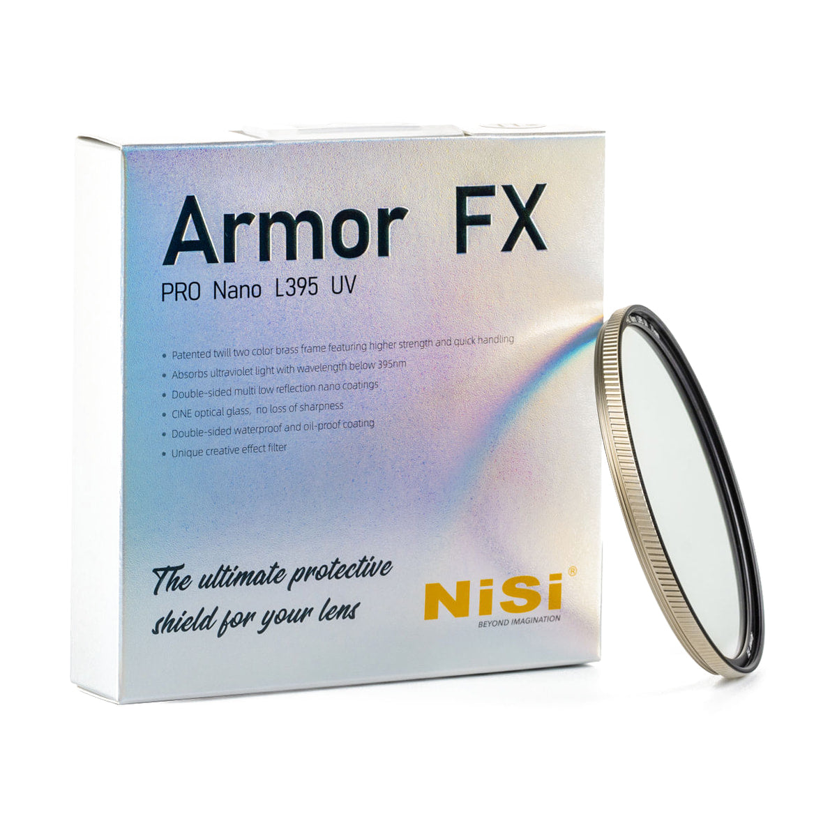 NiSi 52mm Armor X Shield PRO Nano UV Filter (Pro Edition) — retail box with filter view