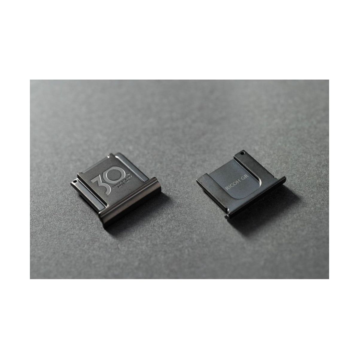 Ricoh GR IV 30th Anniversary Edition Kit — 30th anniversary metal hot shoe cover detail view