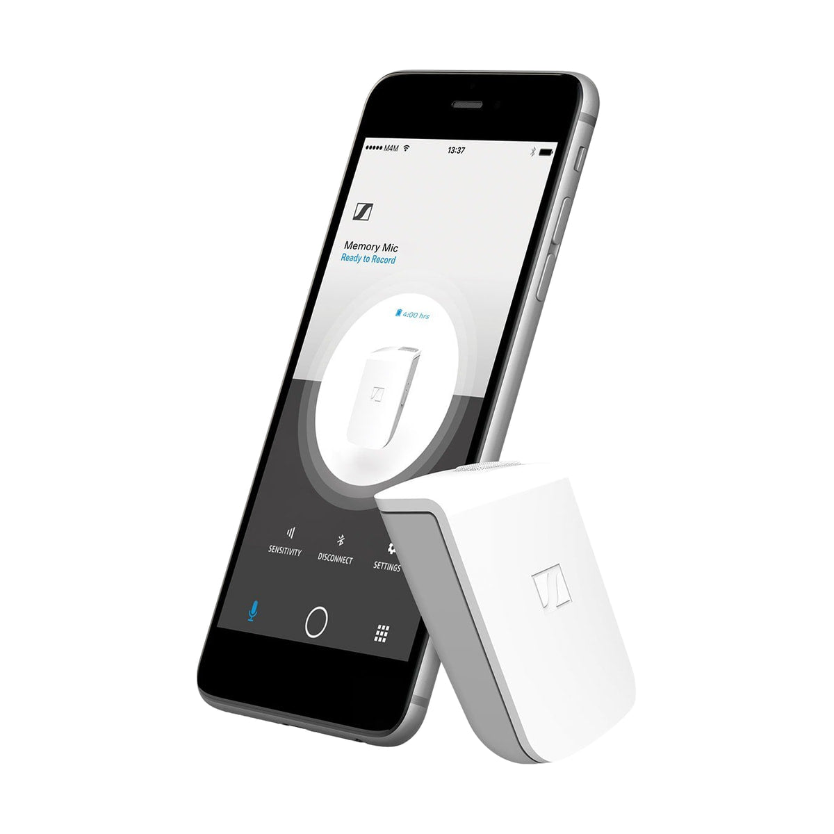 Sennheiser Memory Mic Wireless Smartphone Microphone — memory mic product with smartphone view