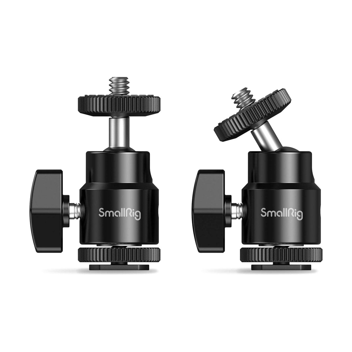 SmallRig Shoe Mount Mini Ballhead (2-pack) — two ball heads front and angled studio view view