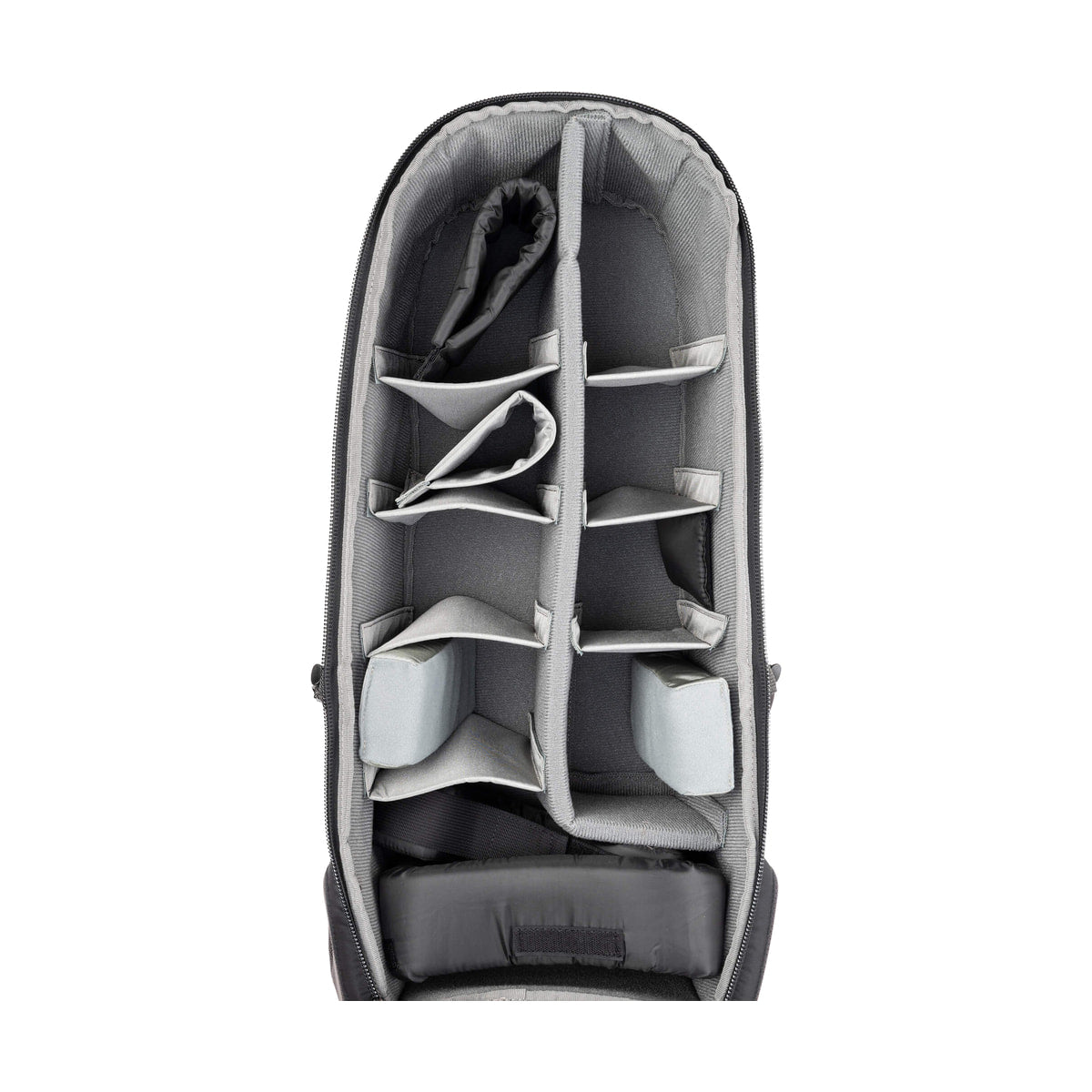 Think Tank BackLight Long Lens Backpack — interior divider system view
