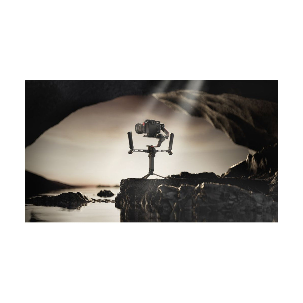 Tilta Dual Handle Bracket for DJI Ronin — dual handle bracket in outdoor camera rig use view
