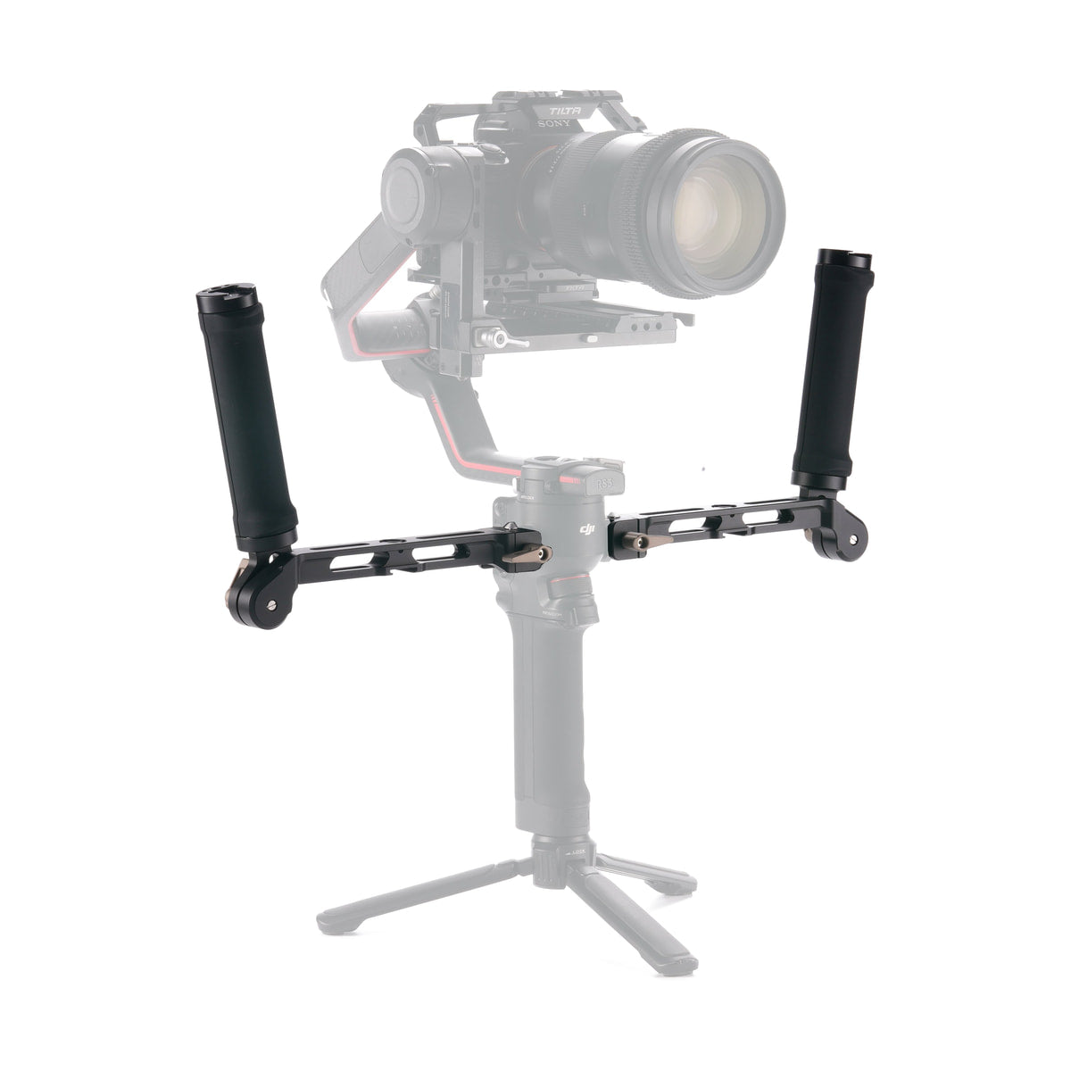 Tilta Dual Handle Bracket for DJI Ronin — dual handle bracket mounted on camera rig view