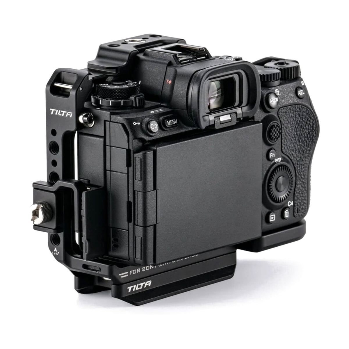 Tilta Full Camera Cage for Sony A1 II and A9 III — rear view of cage installed on camera body view
