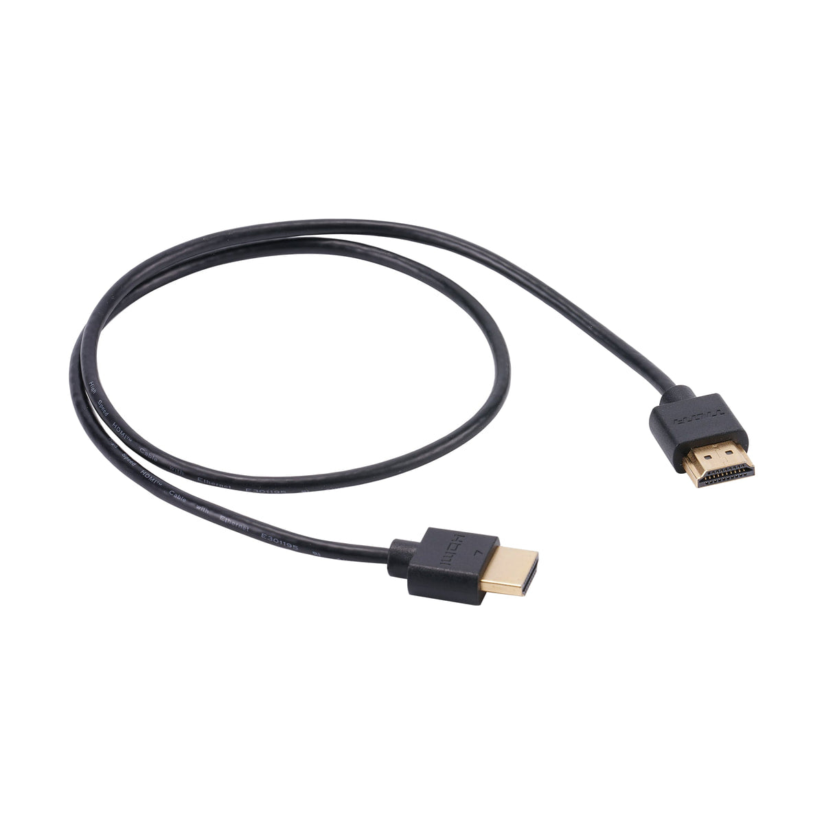 Tilta HDMI Full Male to Male Cable (23.6") — coiled cable with two full size hdmi male connectors view