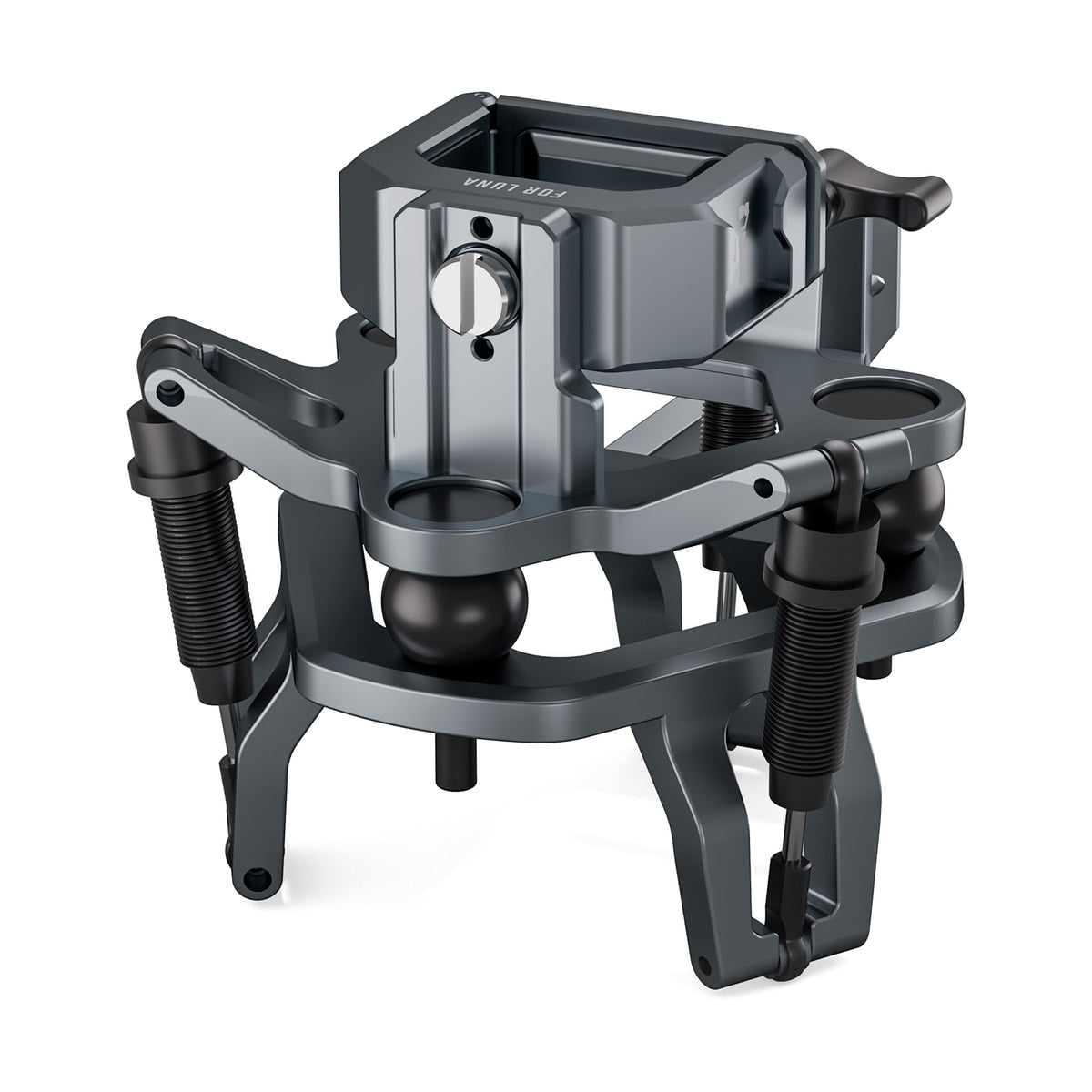 Tilta Shock-Absorbing Head for Hydra Alien Mini & Insta360 Luna Ultra — front three quarter studio view view