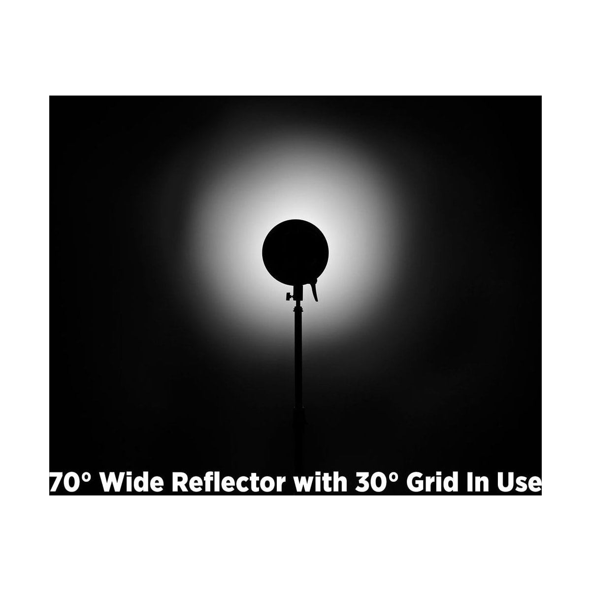 Westcott 70-Degree Wide Reflector with Honeycomb Grids (Bowens Mount) — 30 degree grid light pattern diagram view
