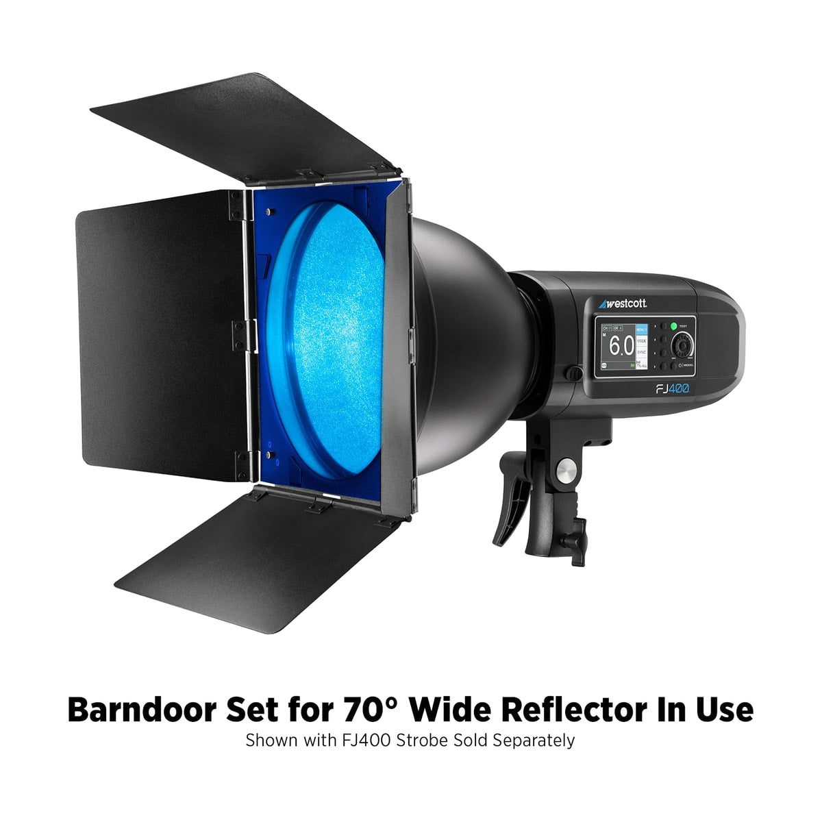 Westcott Barndoor Set for 70-Degree Wide Reflector — barndoor set with blue gel view