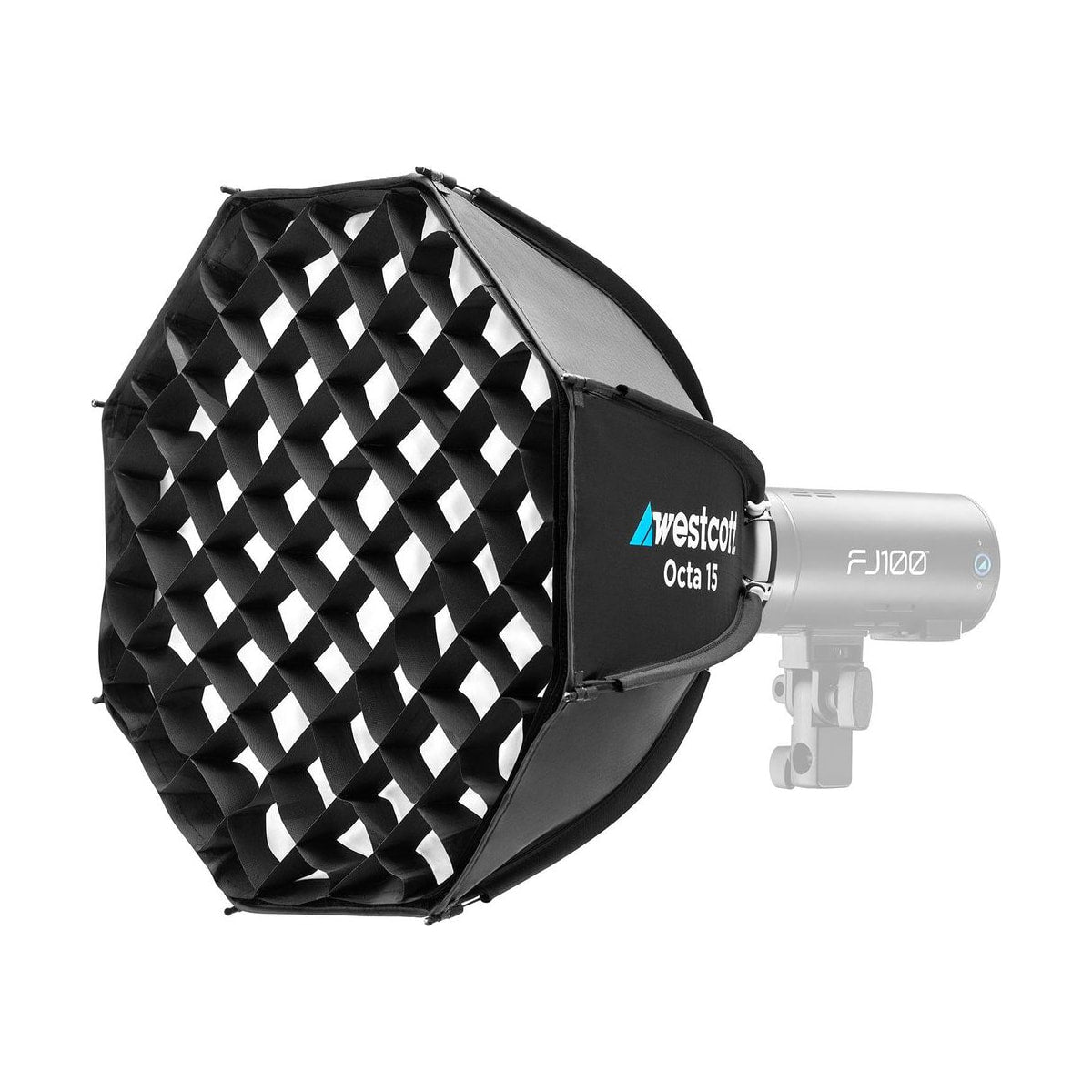 Westcott Octa 15 Softbox & Grid (Twist Lock) — softbox mounted to a strobe 3 view
