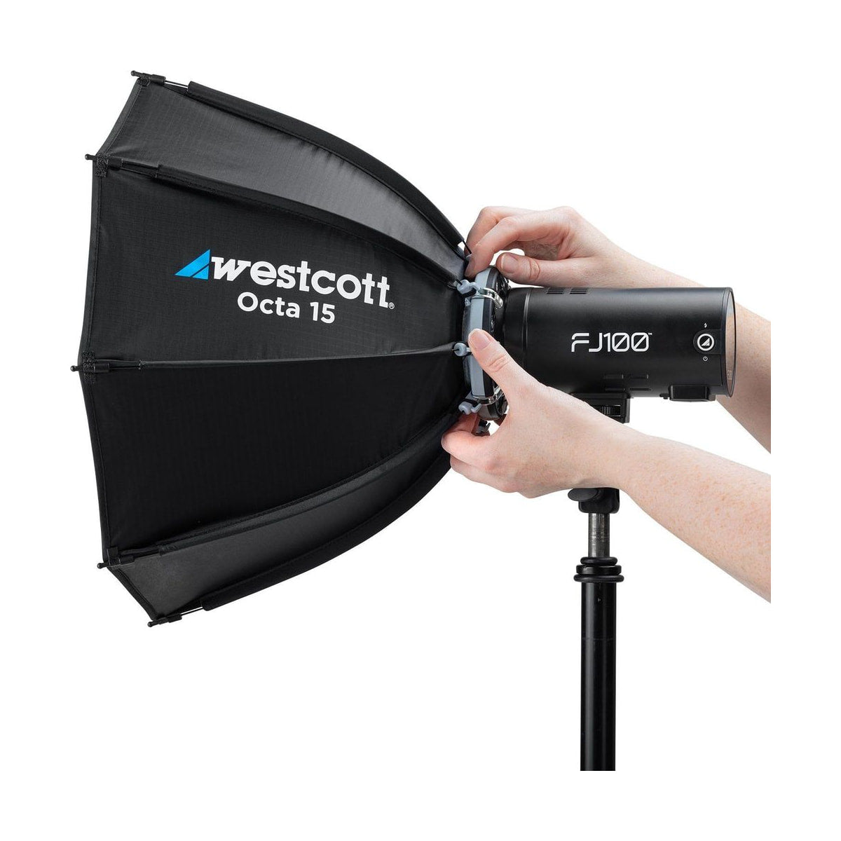 Westcott Octa 15 Softbox & Grid (Twist Lock) — softbox mounted to a strobe view