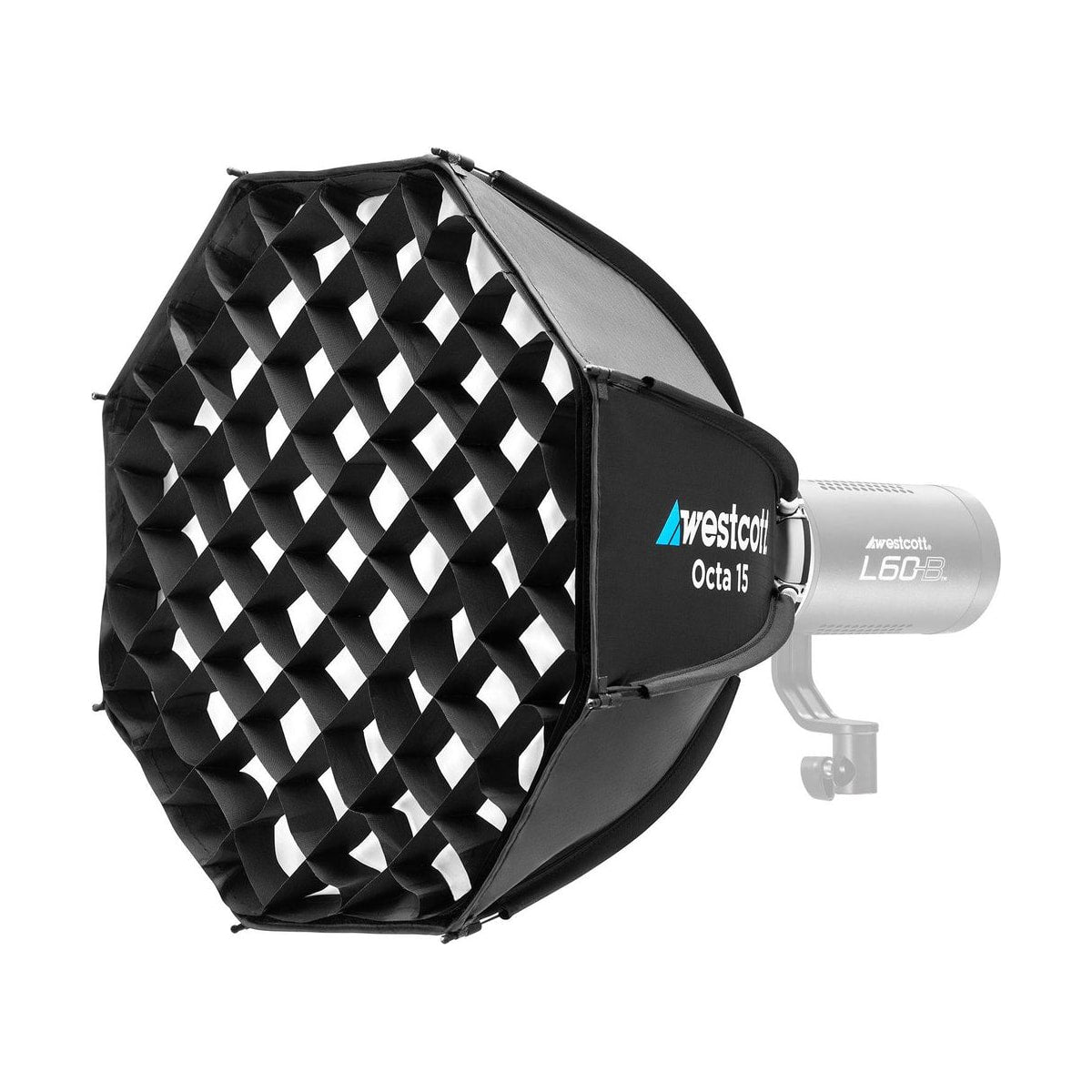 Westcott Octa 15 Softbox & Grid (Twist Lock) — softbox mounted to an led light view