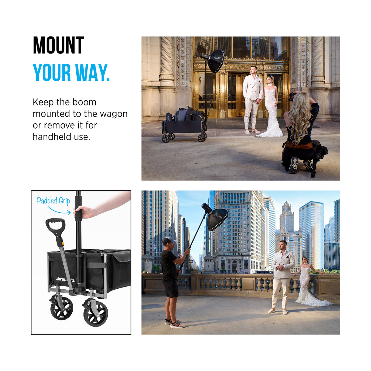Westcott Photography Wagon — feature graphic showing wagon mounted lighting equipment view