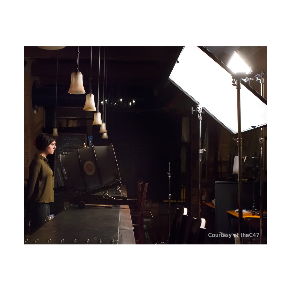 Westcott Scrim Jim Cine 3/4-Stop Diffusion Fabric (4’x6’) — diffusion fabric in use on a lighting frame view
