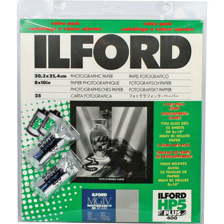 Ilford MG IV RC Pearl B&W Paper with 2 Rolls HP5 Film Value Pack, camera film darkroom, Ilford - Pictureline 