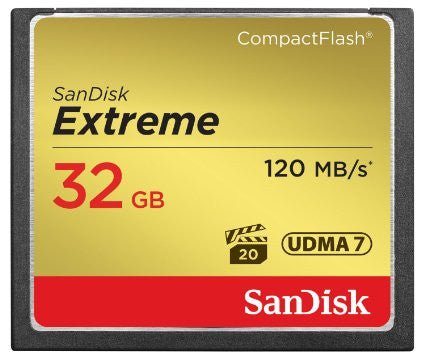 SanDisk Extreme 32GB CF Memory Card 120MB/s, camera memory cards, SanDisk - Pictureline 