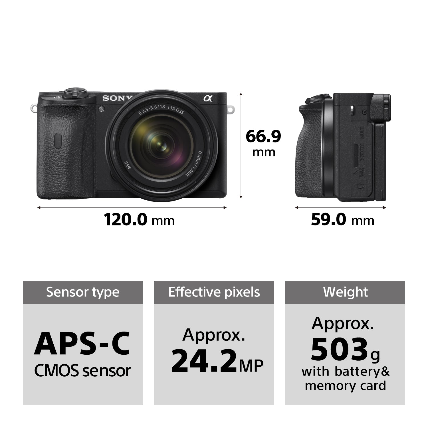 Sony Alpha a6600 Mirrorless Digital Camera with E-Mount 18-135mm Lens