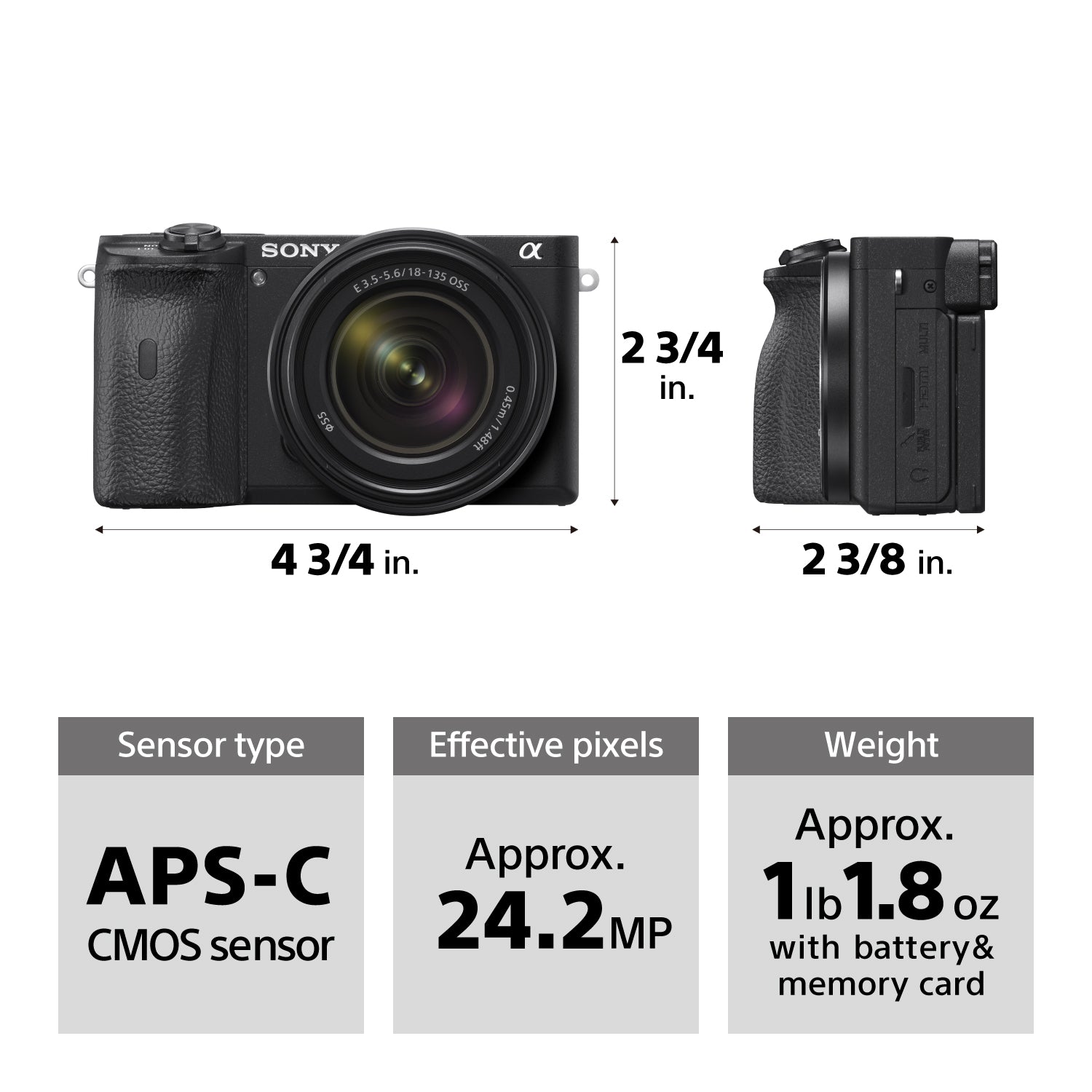 Sony Alpha a6600 Mirrorless Digital Camera with E-Mount 18-135mm Lens
