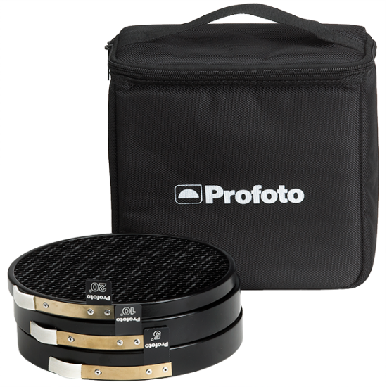 Profoto Grid Kit w/Bag (5, 10, 20 Degree), lighting barndoors and grids, Profoto - Pictureline 