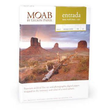 Moab Entrada Rag 190 Natural 5x7 - 25 Scored Cards, papers sheet paper, Moab Paper Company - Pictureline 