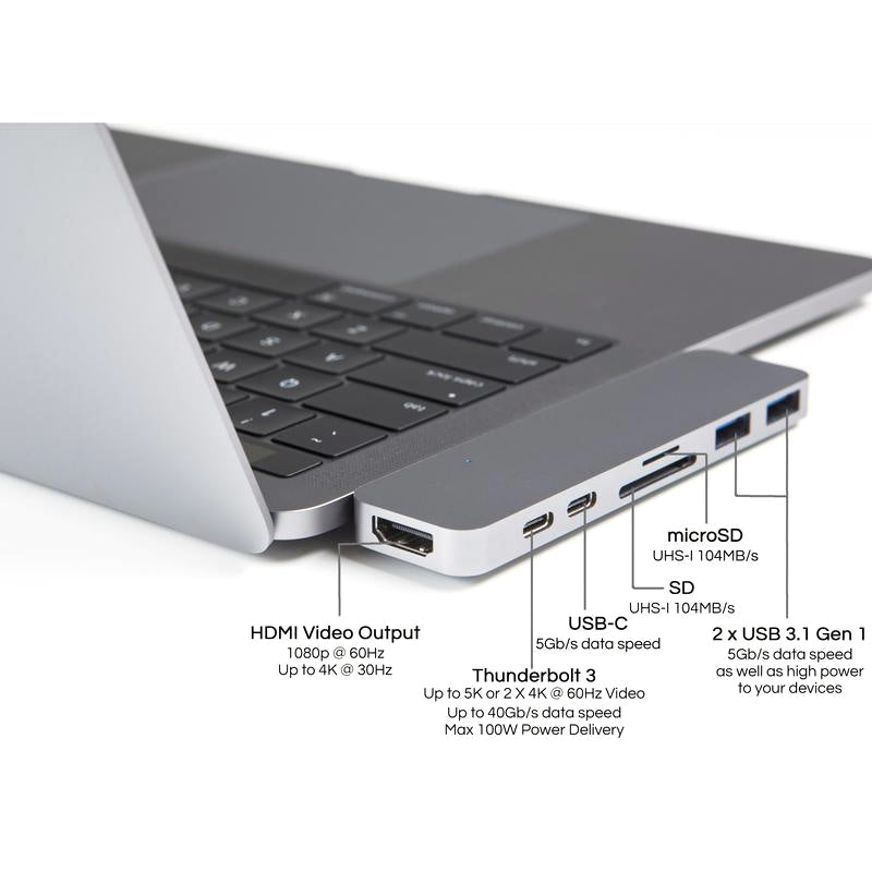 HyperDrive Thunderbolt 3 USB-C for MacBook Pro 13"/15" 2016/2017- Gray