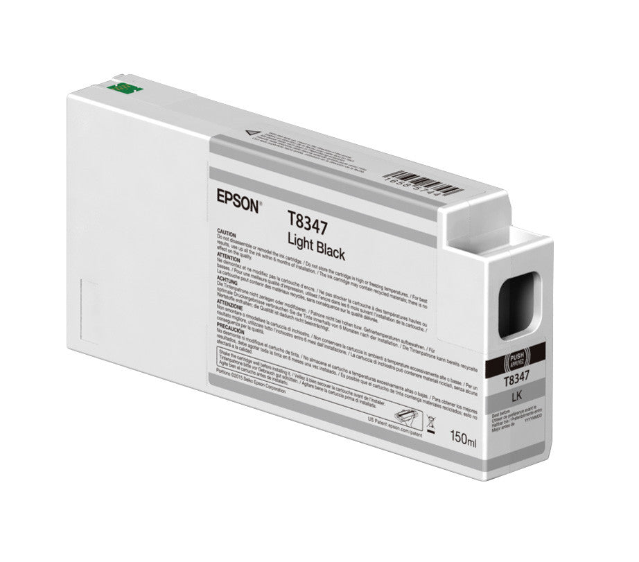 Epson T834700 P6000/P7000/P8000/P9000 Ultrachrome HD Ink 150ml Light Black, papers ink large format, Epson - Pictureline 