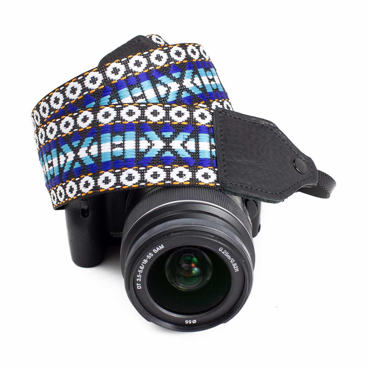 Perri's Leathers 2" Nylon Camera Strap (Retro Hootenanny Blue/White)