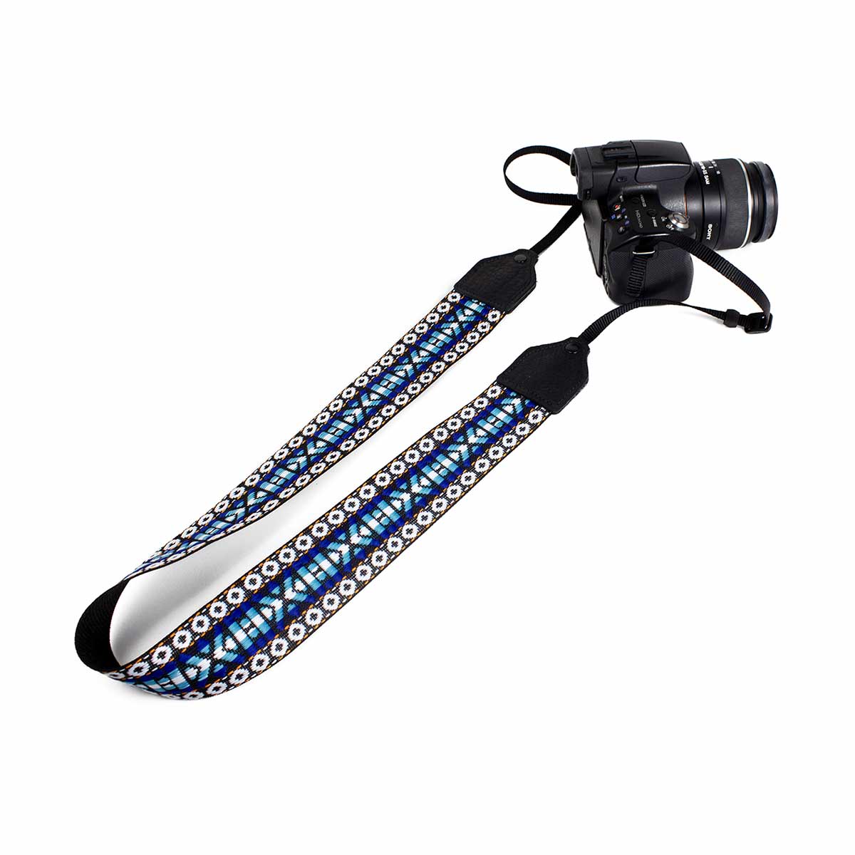 Perri's Leathers 2" Nylon Camera Strap (Retro Hootenanny Blue/White)