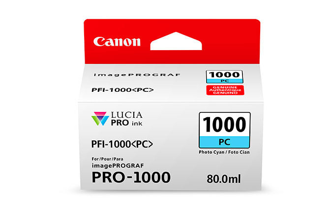 Canon PFI-1000 LUCIA PRO Photo Cyan Ink 80ml (PRO-1000), papers ink large format, Canon - Pictureline 