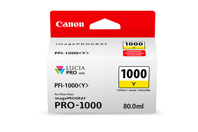 Canon PFI-1000 LUCIA PRO Yellow Ink 80ml (PRO-1000), papers ink large format, Canon - Pictureline 