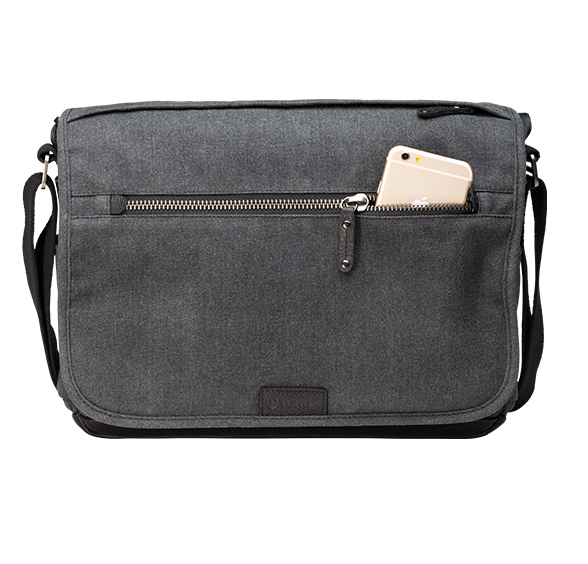 Tenba Cooper 13 Slim Gray Canvas/Black Leather Luxury Bag, bags shoulder bags, Tenba - Pictureline  - 5