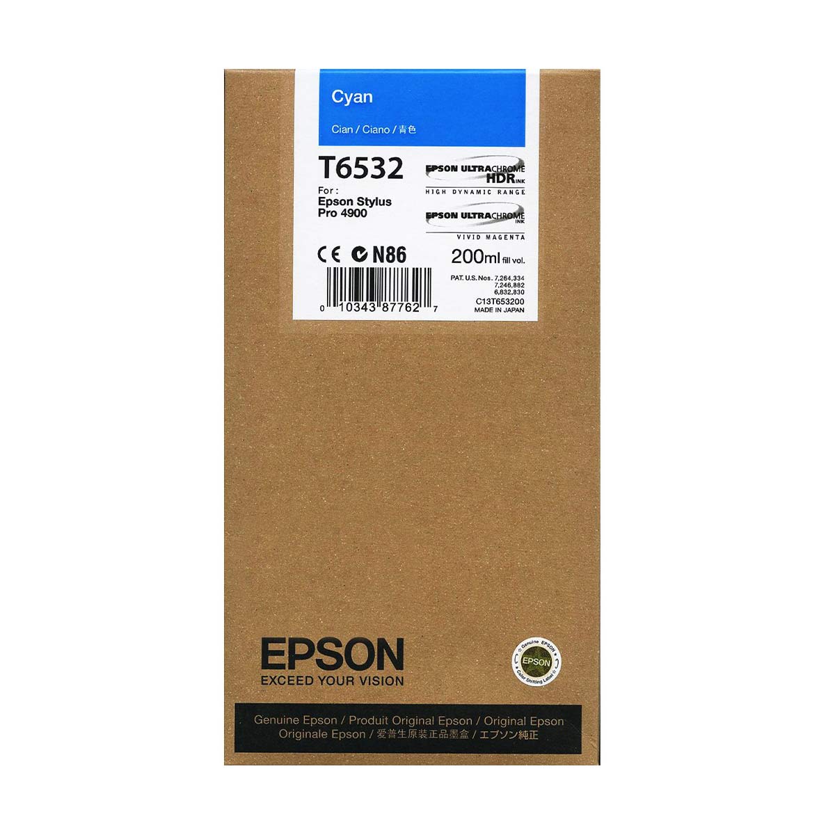 Epson T6532 4900 Ultrachrome Ink HDR 200ml Cyan
