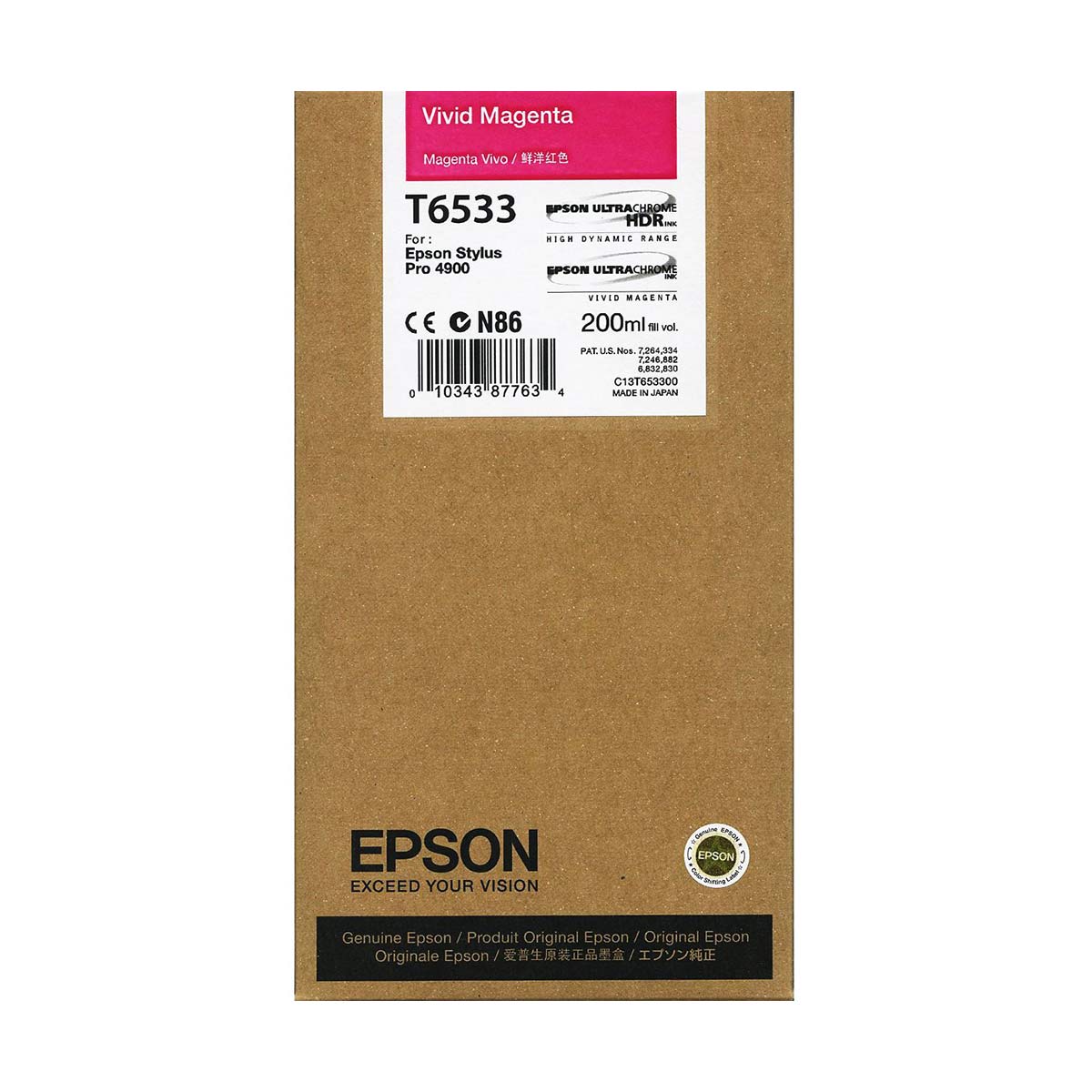 Epson T6533 4900 Ultrachrome Ink HDR 200ml Vivid Magenta