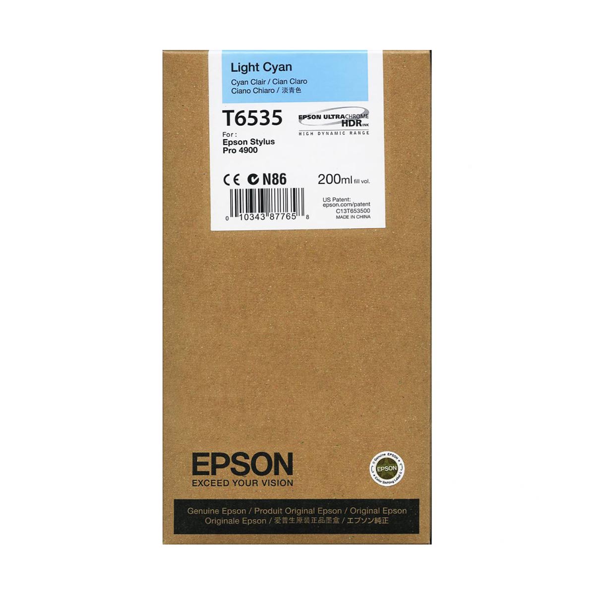 Epson T6535 4900 Ultrachrome Ink HDR 200ml Light Cyan