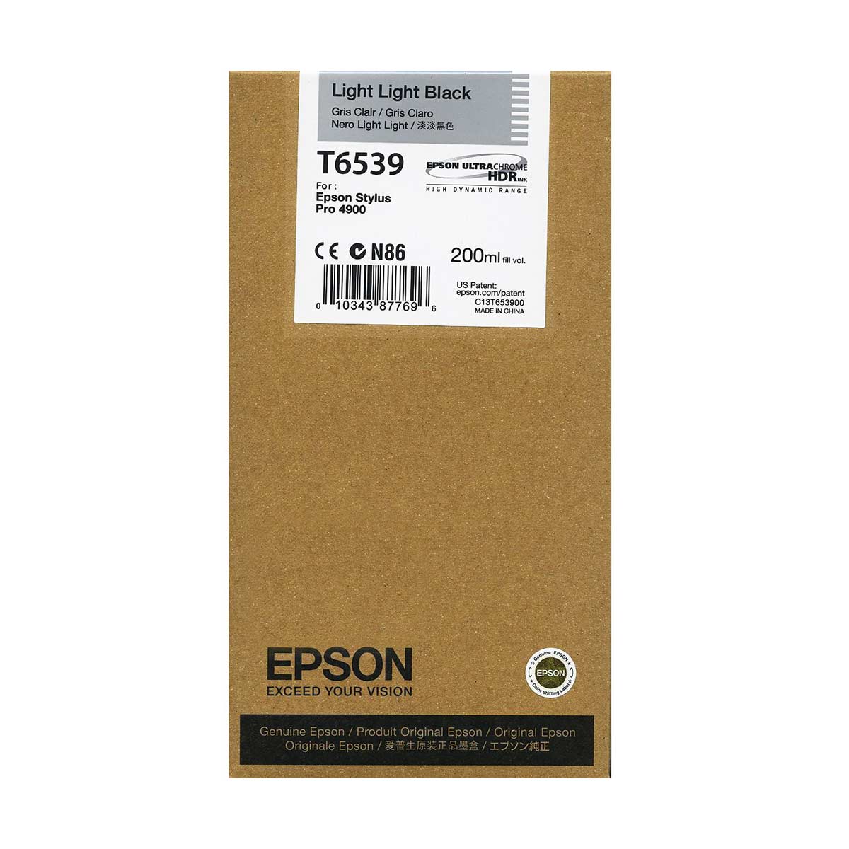 Epson T6539 4900 Ultrachrome Ink HDR 200ml Light Light Black