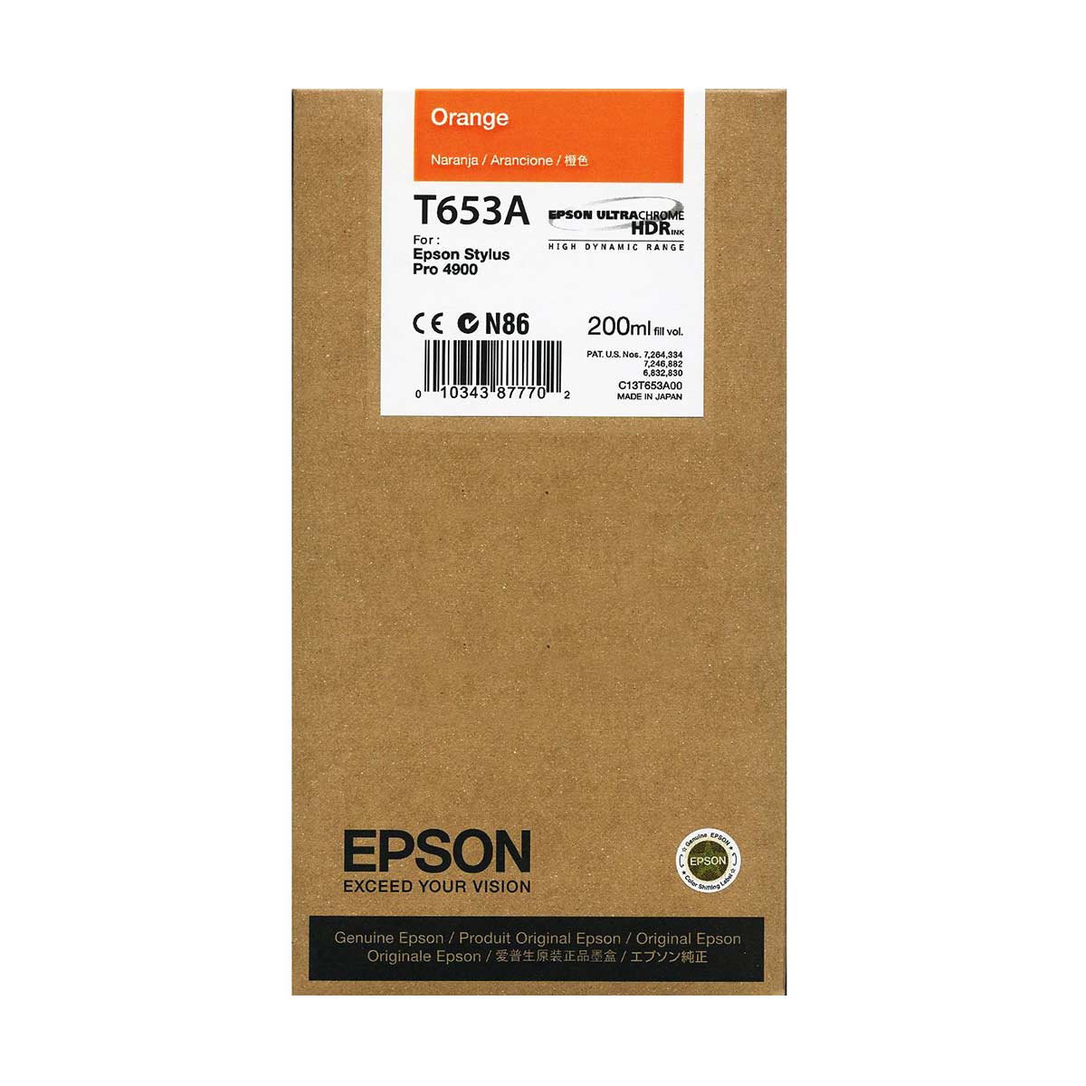 Epson T653A 4900 Ultrachrome Ink HDR 200ml Orange