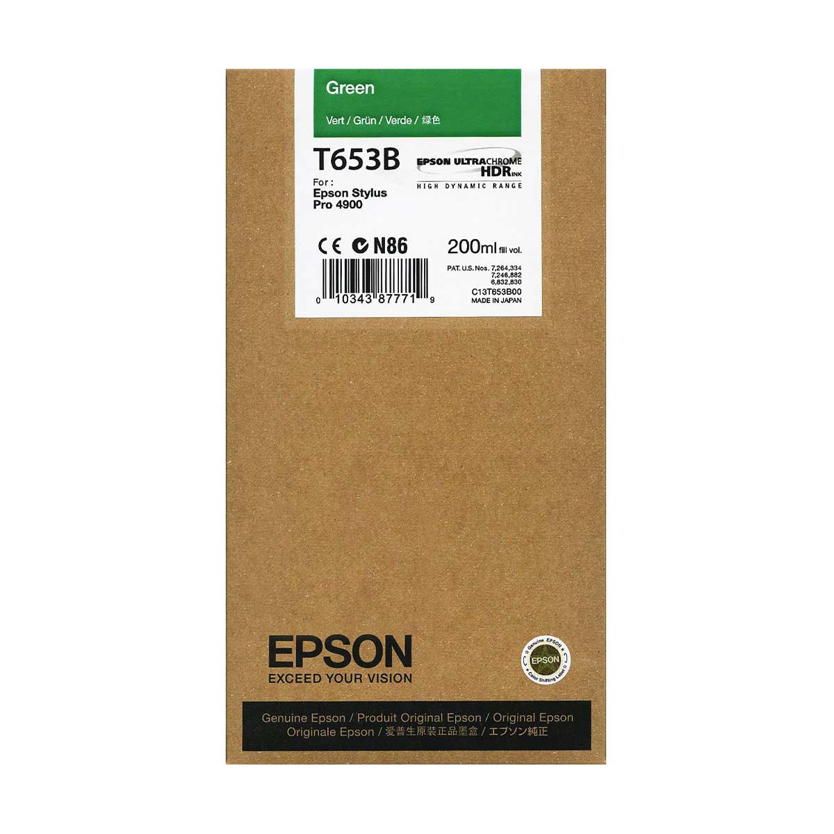 Epson T653B 4900 Ultrachrome Ink HDR 200ml Green