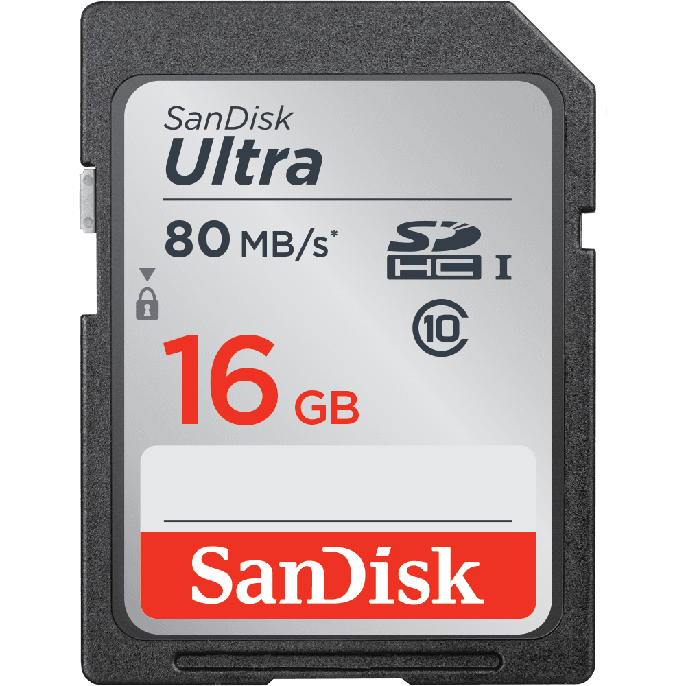 SanDisk Ultra 16GB SDHC Class 10 80 MB/s, camera memory cards, SanDisk - Pictureline 