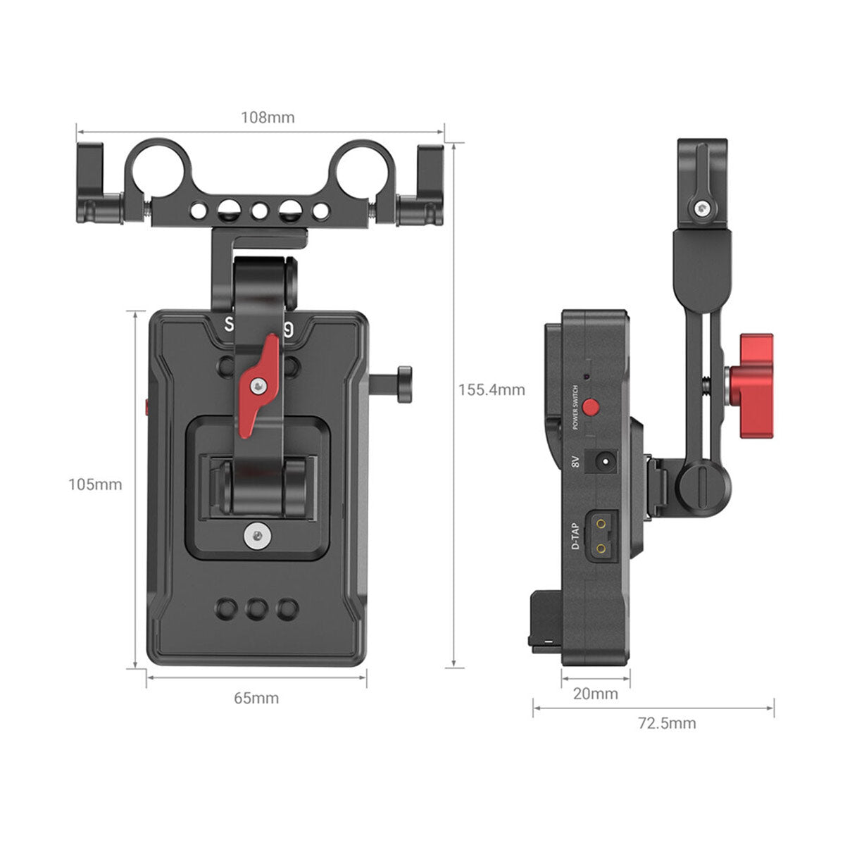 SmallRig V Mount Battery Adapter with Dual-Rod Clamp and Extension Arm
