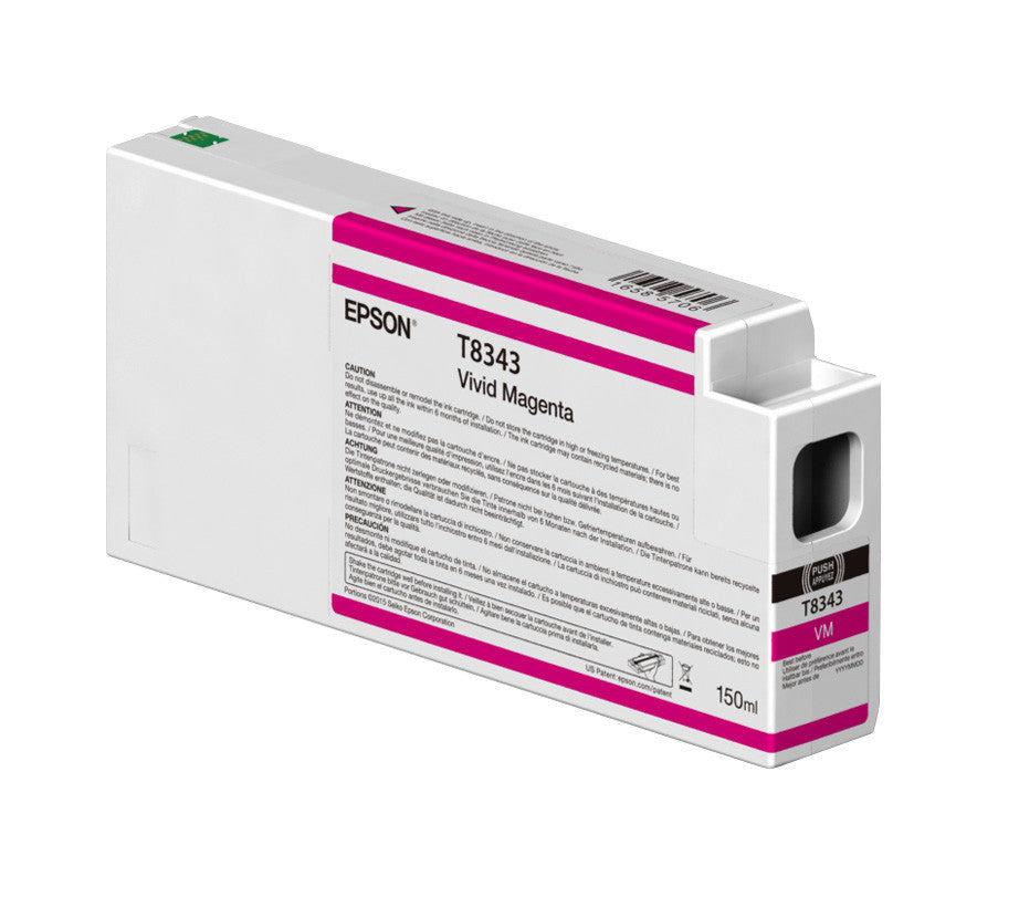 Epson T834300 P6000/P7000/P8000/P9000 Ultrachrome HD Ink 150ml Vivid Magenta, papers ink large format, Epson - Pictureline 