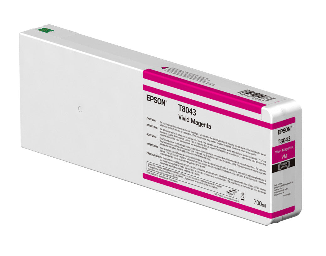 Epson T804300 P6000/P7000/P8000/P9000 Ultrachrome HD Ink 700ml Vivid Magenta, papers ink large format, Epson - Pictureline 