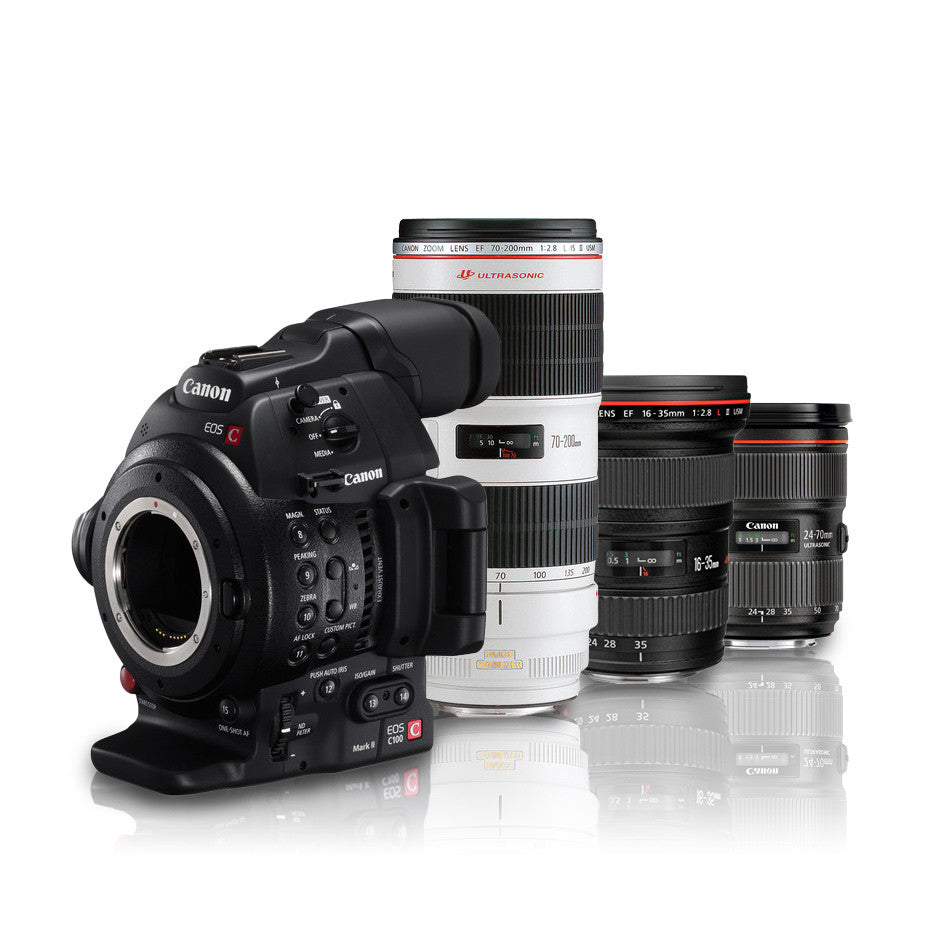 Canon EOS C100 Mark II Dual Pixel AF Triple Lens Kit (16-35mm f2.8L, 24-70mm f2.8L, 70-200mm f2.8L), video cinema cameras, Canon - Pictureline  - 1