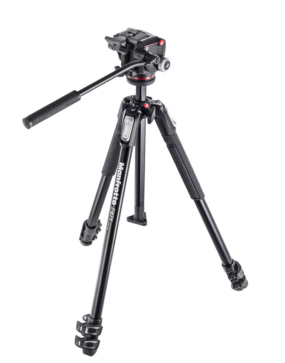 Manfrotto MT190X3 3 Section Aluminum Tripod w/MHXPRO-2W Head, tripods photo tripods, Manfrotto - Pictureline  - 1